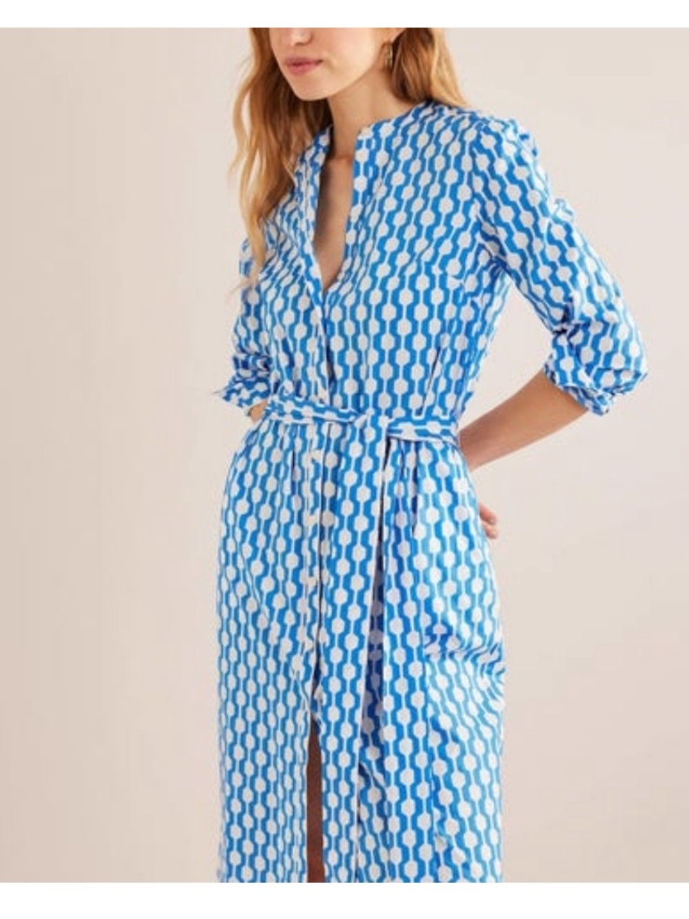 NWT Boden Collarless Midi Shirt Dress Sz 16-18L - Picture 2 of 11